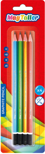 

Карандаши чернографитные MAGTALLER Н-НВ-В-2В Арт. 602012, 4шт