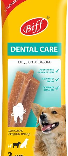Лакомство для собак Biff Dental Care с говядиной для средних пород 77г