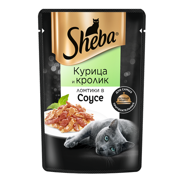 Влажный корм для кошек Sheba® Ломтики в соусе с курицей и кроликом, 75г