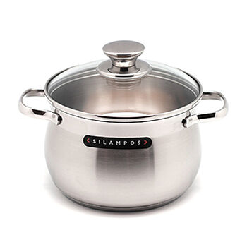 Кастрюля Silampos глубокая нерж.сталь со стеклянной крышкой 