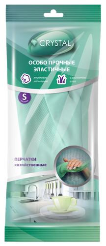 

Перчатки хозяйственные Crystal с экстрактом алоэ латекс S 1 пара