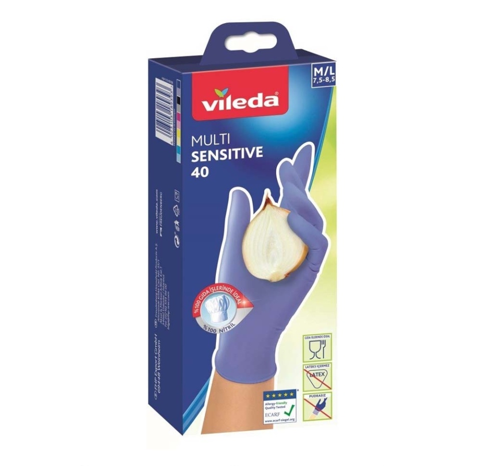 

Перчатки одноразовые Vileda Multi Sensitive Размер М/L, 40 шт.