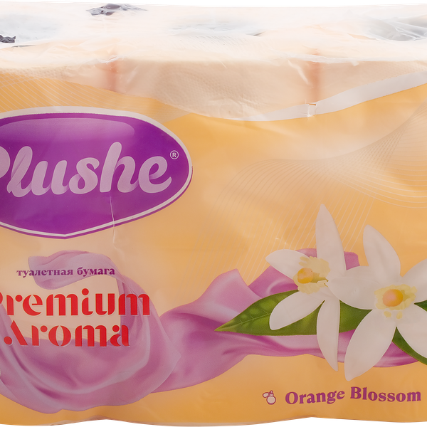 Бумага туалетная PLUSHE Premium Aroma Цветок апельсина 3-слоя, 6шт