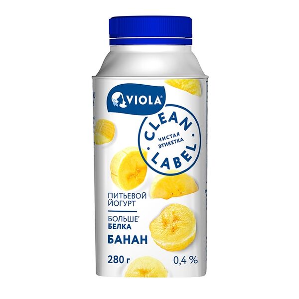 Йогурт питьевой Viola Clean Label с бананом 0,4% 280г