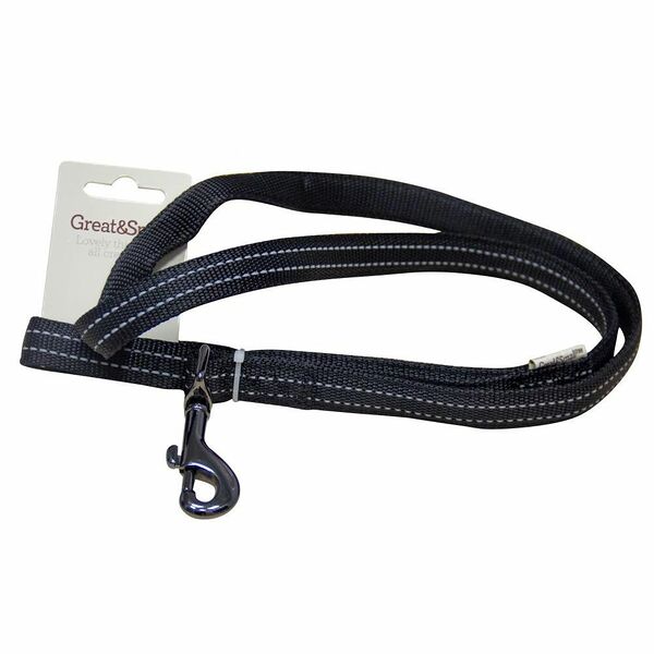 Поводок для собак GREAT&SMALL со светоотражающей острочкой 25х750мм нейлон черный