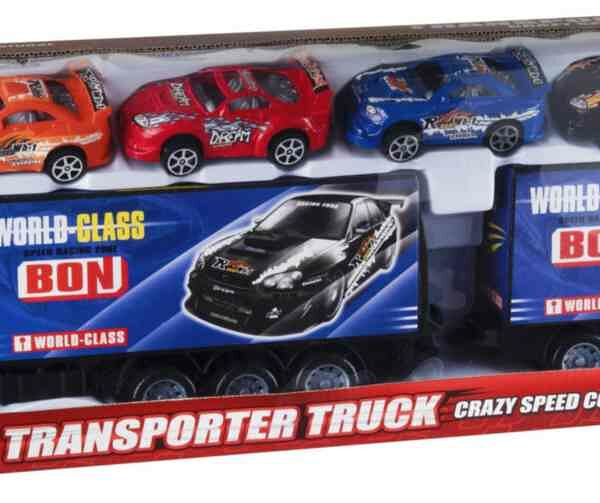 Игровой набор инерционный Jin Jia Toys Грузовик с 6 машинками, 7 предметов