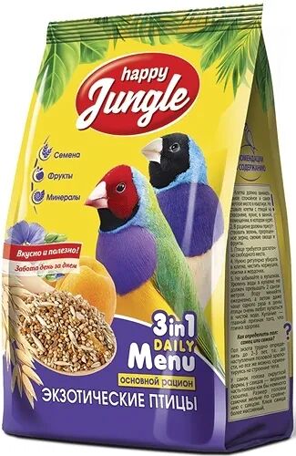 Корм для птиц HAPPY JUNGLE для экзотических птиц