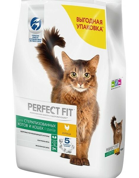 Корм сухой Perfect Fit Dry для стерилизованных котов и кошек с курицей