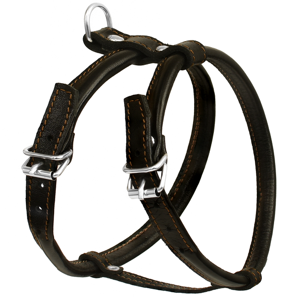 Dono Della шлейка кожаная круглая 35-40 см., Обсидиан