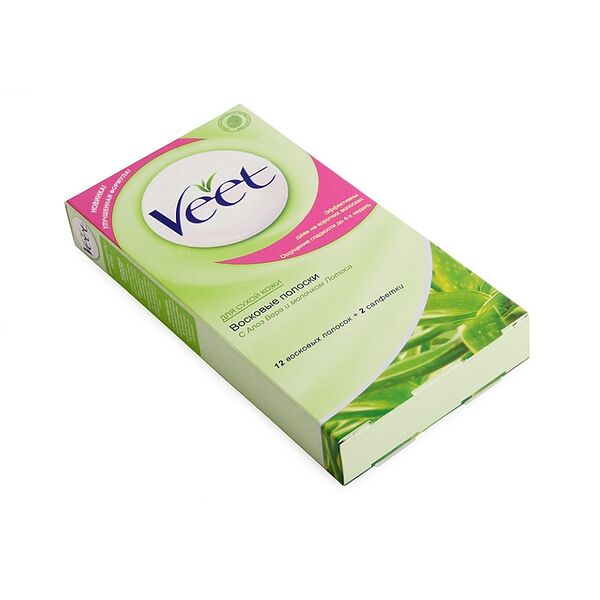Восковые полоски Veet для сухой кожи с алоэ вера и молочком лотоса 12 шт