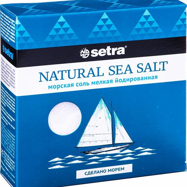 Соль Setra йодированная мелкая, 500г