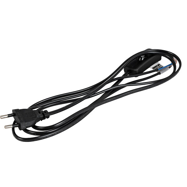 Шнур Ecola base с выключателем и плоской вилкой, 2 м, 0.75 мм, 6 А, 230 В, черный