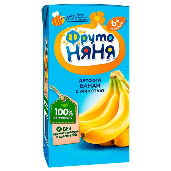 Нектар ФрутоНяня 200мл банан с мякотью с 6 месяцев