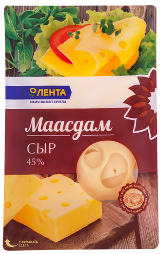 

Сыр ЛЕНТА Маасдам 45% без змж в нарезке