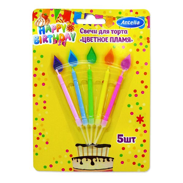 Свечи для торта Цветное Пламя, 5 шт
