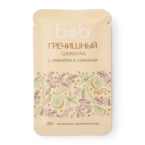 Шоколад bob гречишный с имбирем и лимоном 20г, Россия