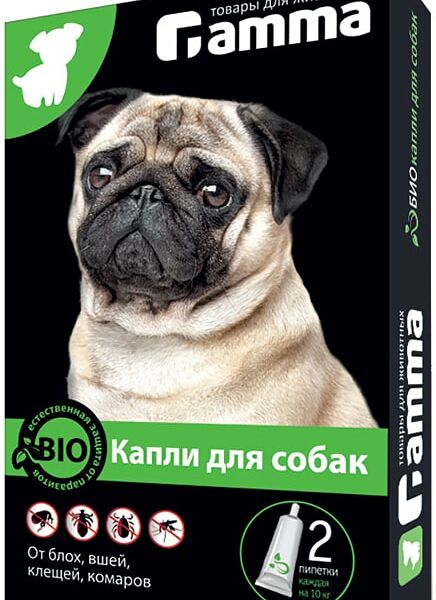 Капли для собак Gamma от паразитов 2 пипетки*1мл