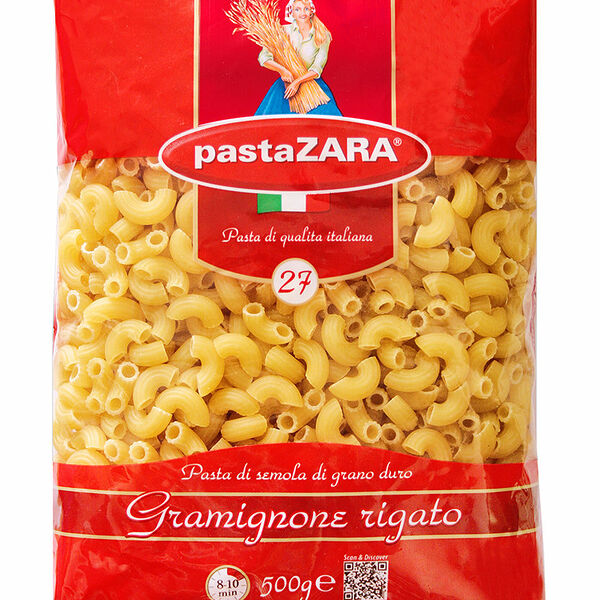 Макароны PastaZara Gramignone rigato №27 500г