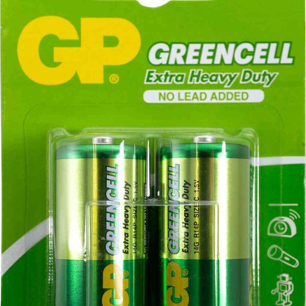 Батарейки солевые GP Greencell Size C/R14/LR14, 2 шт.
