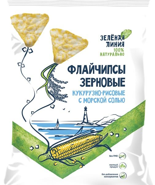 Флайчипсы Зеленая линия кукурузно-рисовые с морской солью 40г