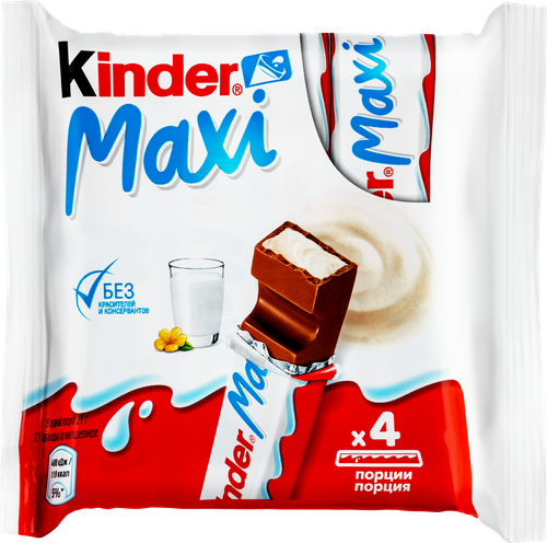 

Шоколад молочный Kinder Maxi с молочной начинкой 4x21 г