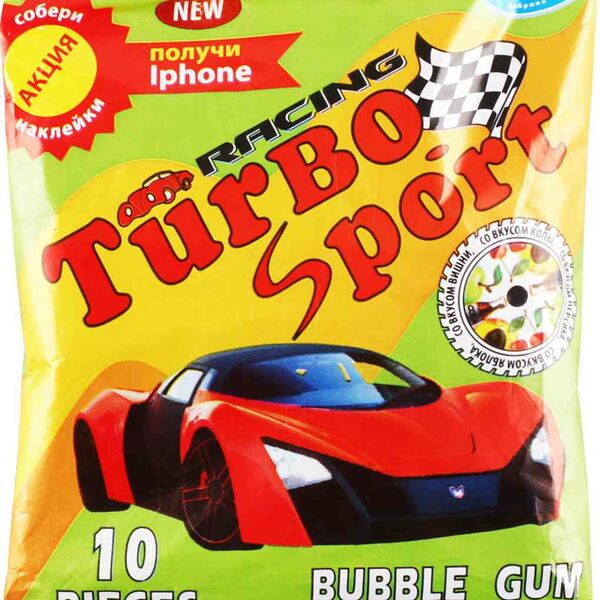 Резинка жевательная Turbosport со вкусом Персика-яблока-вишни-колы, 10 шт.