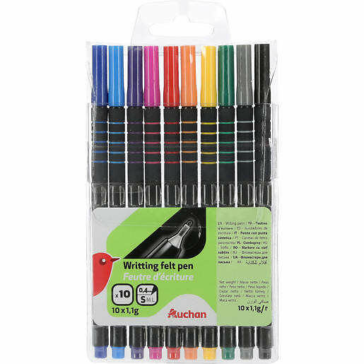 Набор капиллярных ручек АШАН Красная птица 0,4 мм, 10 цветов