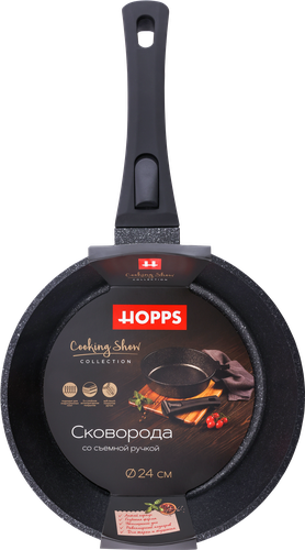 

Сковорода HOPPS Cooking Show 28см, литая с индукцией, антипригарное покрытие, со съемной ручкой, Арт. HC283ID