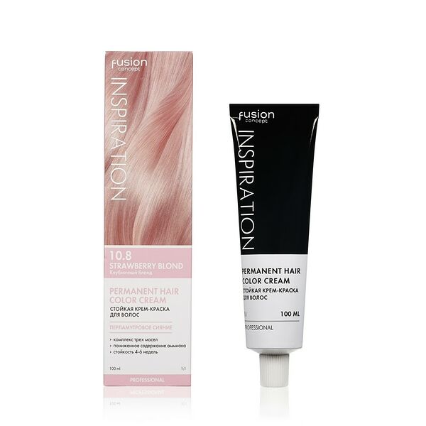 Стойкая крем-краска для волос Concept Fusion Inspiration 10.8 Strawberry Blond Клубничный блонд, 100 мл