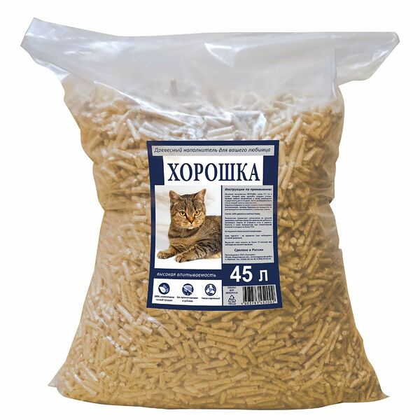 Наполнитель для кошачьего туалета ХОРОШКА древесный