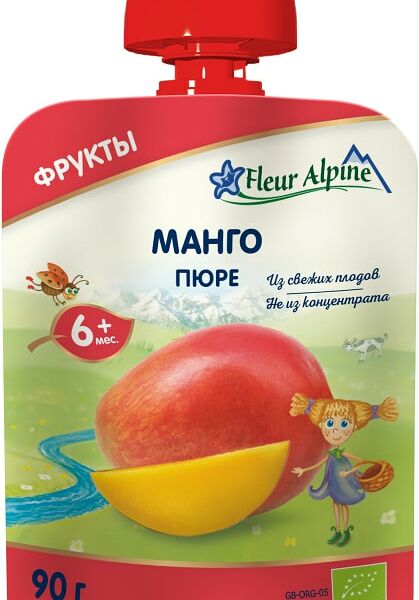 Пюре Fleur Alpine Organic Манго с 6 месяцев 90г