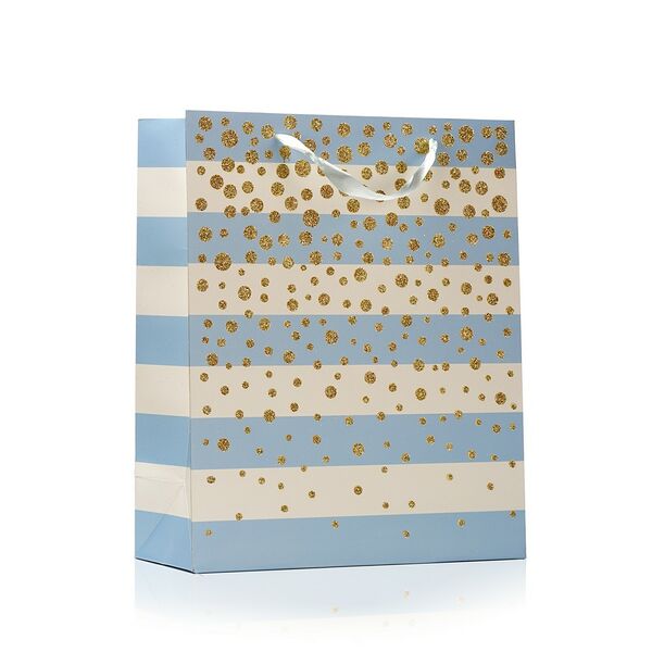 Пакет подарочный УРРА Бело-голубые Полоски 26x32x12 см