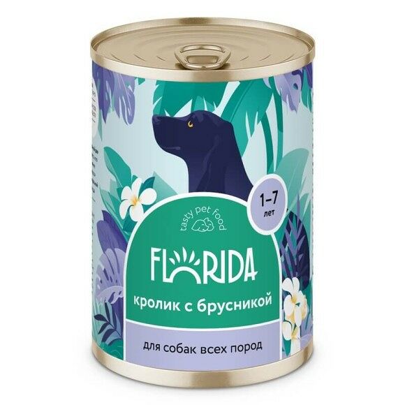 Консервы Florida для взрослых собак с кроликом и брусникой