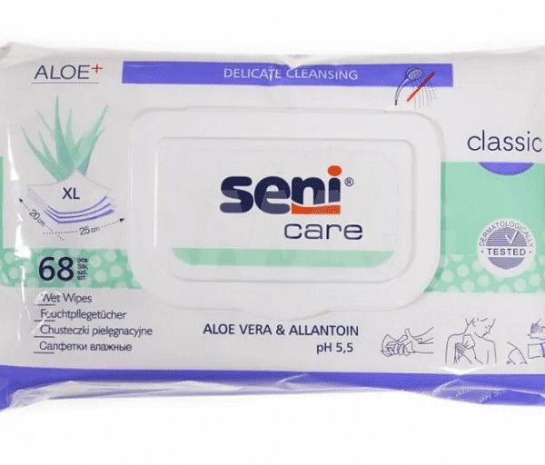 Сени Кэа Классик Салфетки влажные с аллантоином Алоэ Вера №68