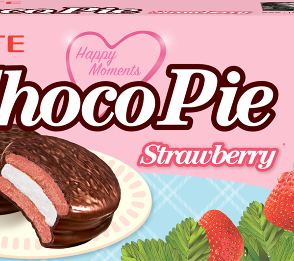 Печенье прослоенное глазированное chocopie strawberry (чокопай страмберри) ТМ Lotte (Лотте)