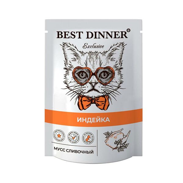 Корм для кошек BEST DINNER Exclusive Мусс сливочный индейка пауч 85г