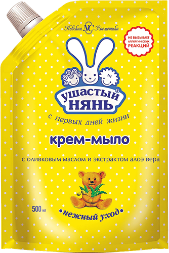 Крем-мыло жидкое Ушастый Нянь детское с оливковым маслом и экстрактом алоэ вера 500 мл