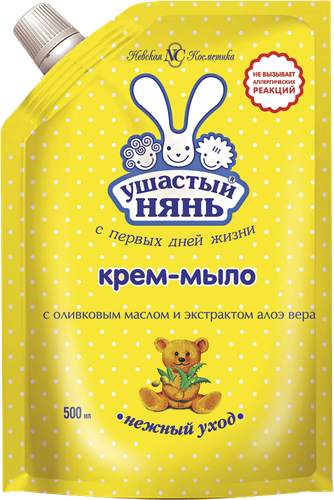 

Крем-мыло жидкое Ушастый Нянь детское с оливковым маслом и экстрактом алоэ вера 500 мл