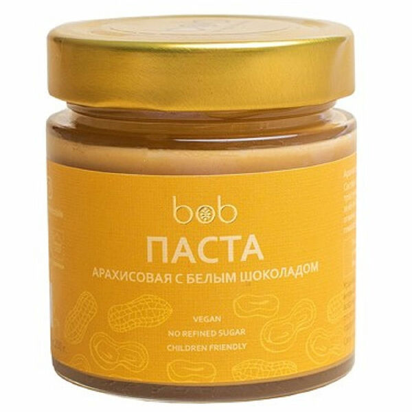 Паста арахисовая BOB с белым веганским шоколадом