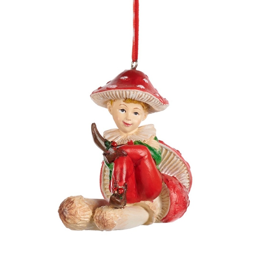 

Игрушка для ёлки «Мальчик-грибочек на грибе», цвет красный, Goodwill, 12 см, 1 шт., в ассортименте, Бельгия