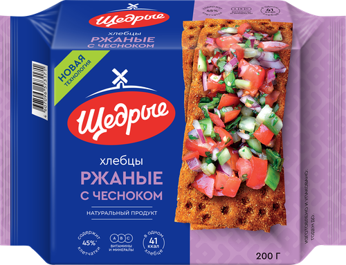 

Хлебцы ржаные Щедрые с чесноком 200 г