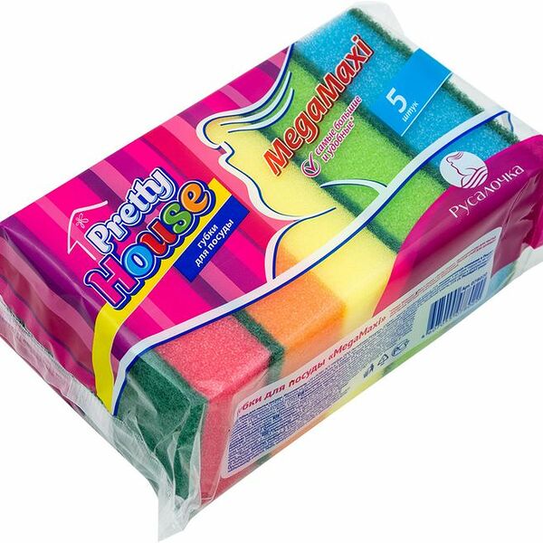 Губки Pretty House MegaMaxi для мытья посуды, 5шт