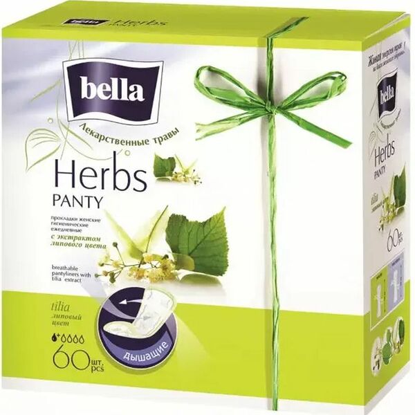 Прокладки Bella Panty Herbs tilia с экстрактом липового цвета ежедневные, 60 шт