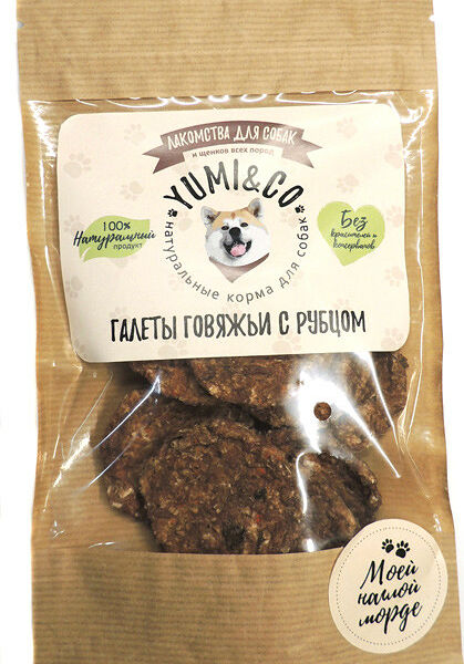 Лакомство YUMI & CO Галеты говяжьи с печенью для собак, 60 г