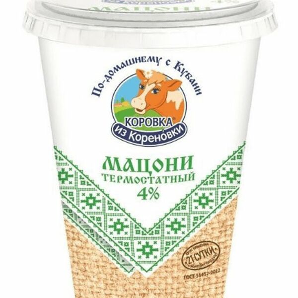 Мацони Коровка Из Кореновки Кавказский термостатный 4%, 350мл