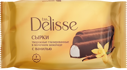Сырки творожные глазированные DELISSE с ванилью в молочном шоколаде 15%, без змж, 7x25г