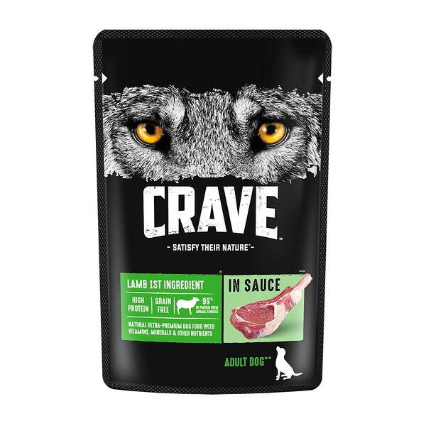 Корм для собак Crave ягненок в соусе пауч, 85г