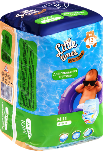 

Подгузники-трусики для плавания LITTLE TIMES S, 12шт