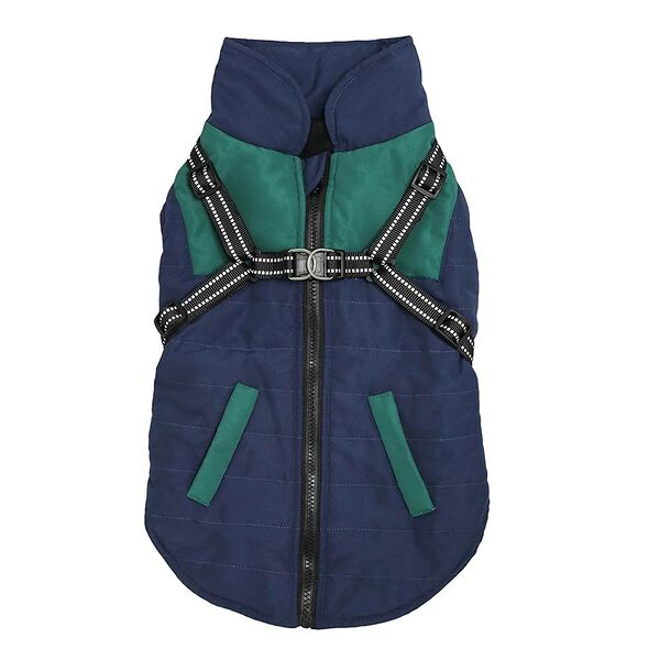 Жилетка для собак НЕ ОДИН ДОМА Лазурь, темно-синяя, XXL, длина спинки 50см