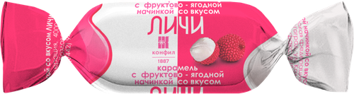 

Карамель КОНФИЛ с фруктово-ягодной начинкой со вкусом личи, 300г
